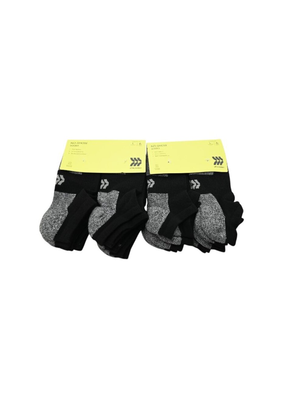 NWT All In Motion Lot of 2 6 Pair No Show Athletic Socks Kids Sz 3-7 L Black